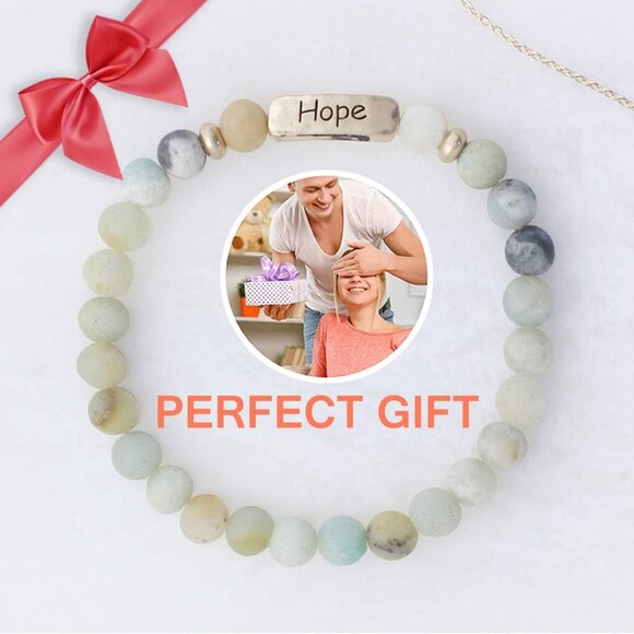 Elegant Women’s Christian Hope Bracelet - Natural Stone Stretch Jewelry Gift - Picture 5 of 6
